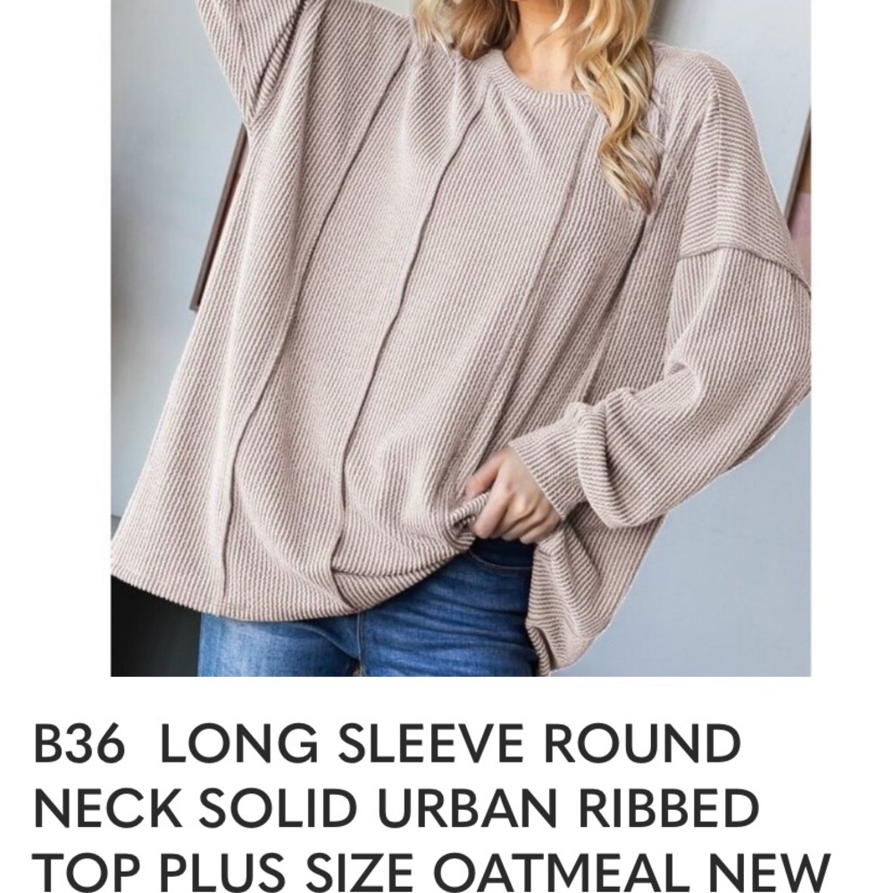 Oatmeal Ribbed Long Sleeve Top